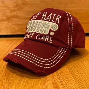 Jeep Hair Don't Care Maroon Vintage Hat